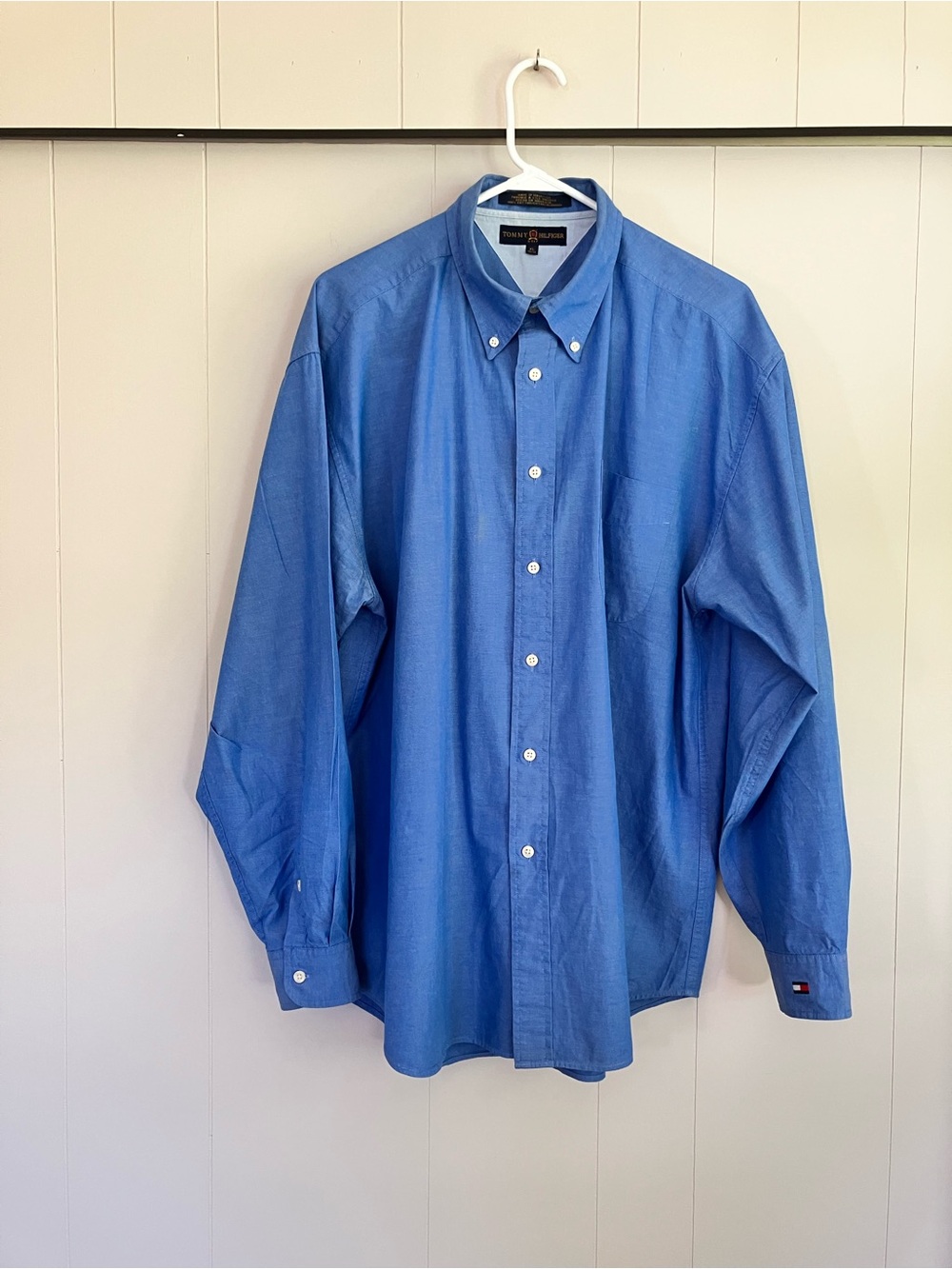 Tommy Hilfiger Golf Men's Bright Blue Button-Down Shirt XL Long Sleeve Cotton